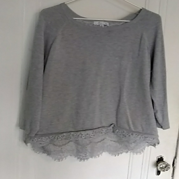 Sweaters - Gray lace open back sweater